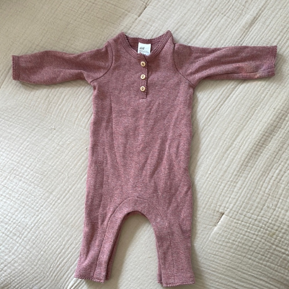 H&M pink cotton baby romper